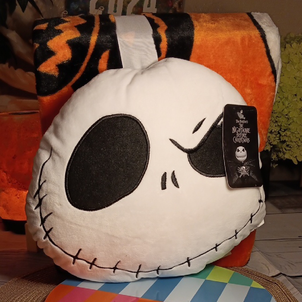Disney Jack Skellington Plush Throw Set - Black and Orange
